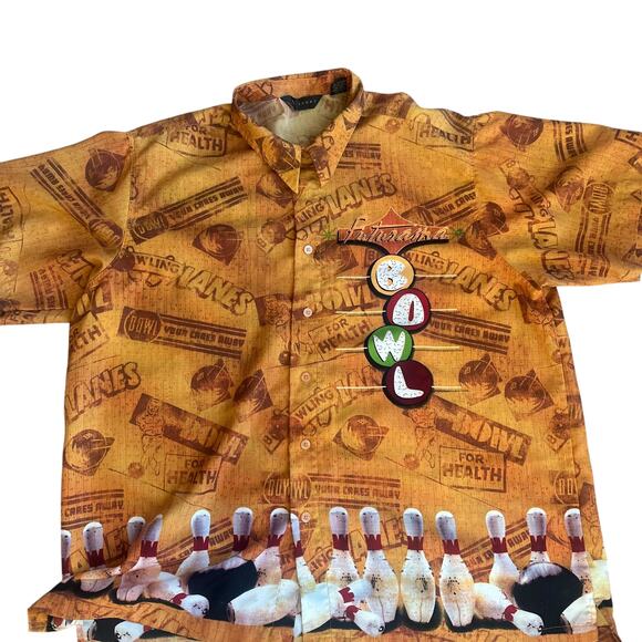 Vintage Bowling Shirt AOP Allover Print Mens 2XL - Picture 1 of 4